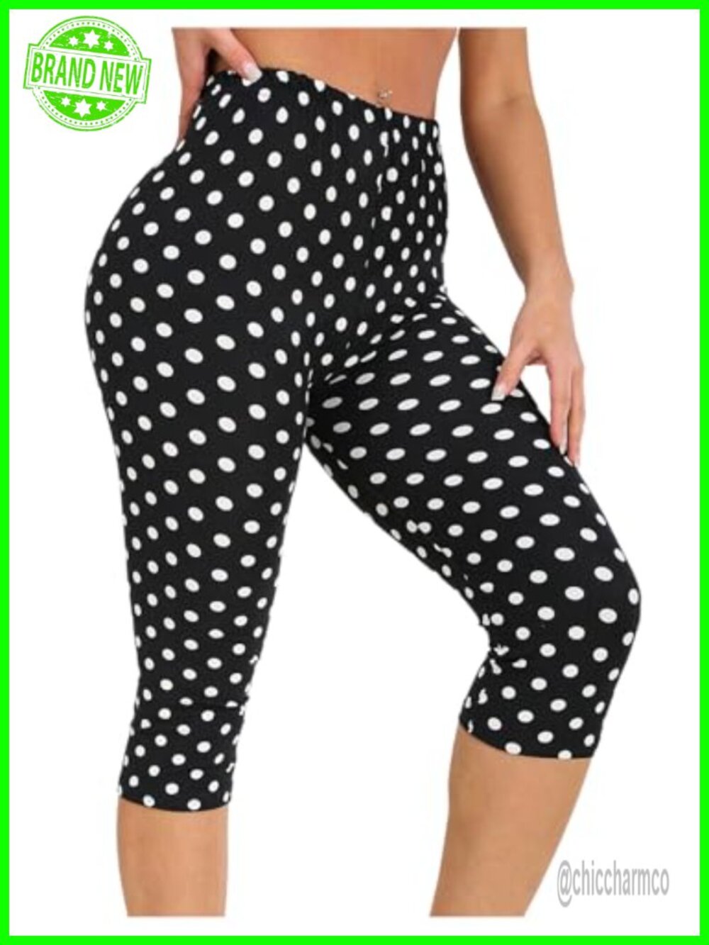 Polka Dots High Waist Skinny Capri Leggings